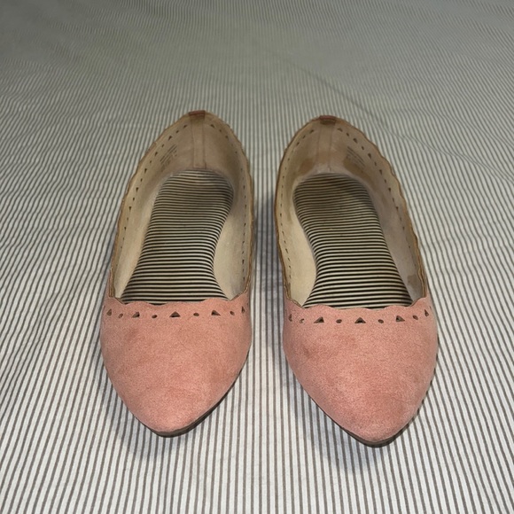 MARKET & SPRUCE Priscilla Laser Cut Scalloped Blush Flats - Picture 3 of 4